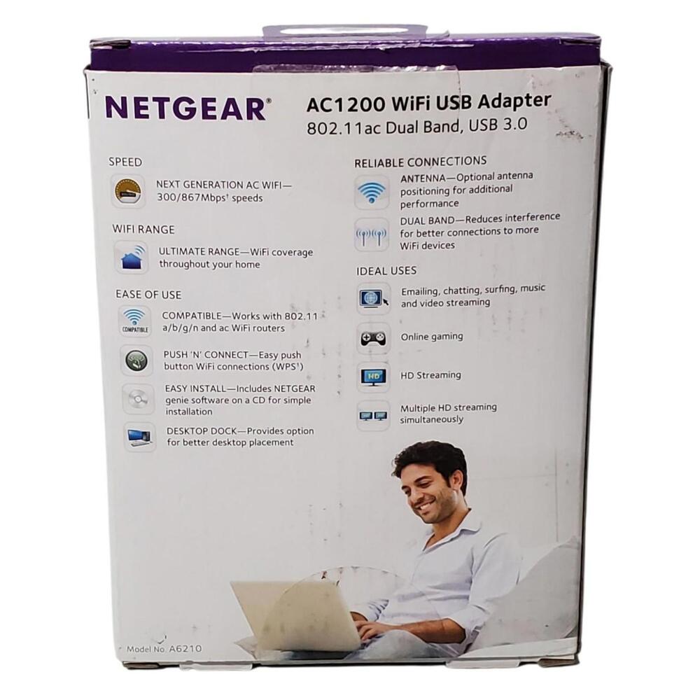 NETGEAR AC1200 USB Wi-Fi Adapter A6210-10000S R2 - Picture 4 of 9